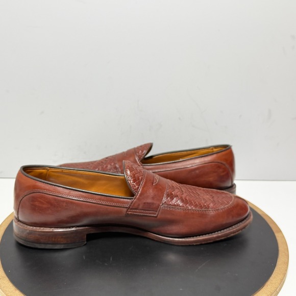 Allen Edmonds Foley Loafers Men 11 D Woven Penny Strap Brown Leather Classic